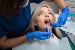 woman getting a dental checkup